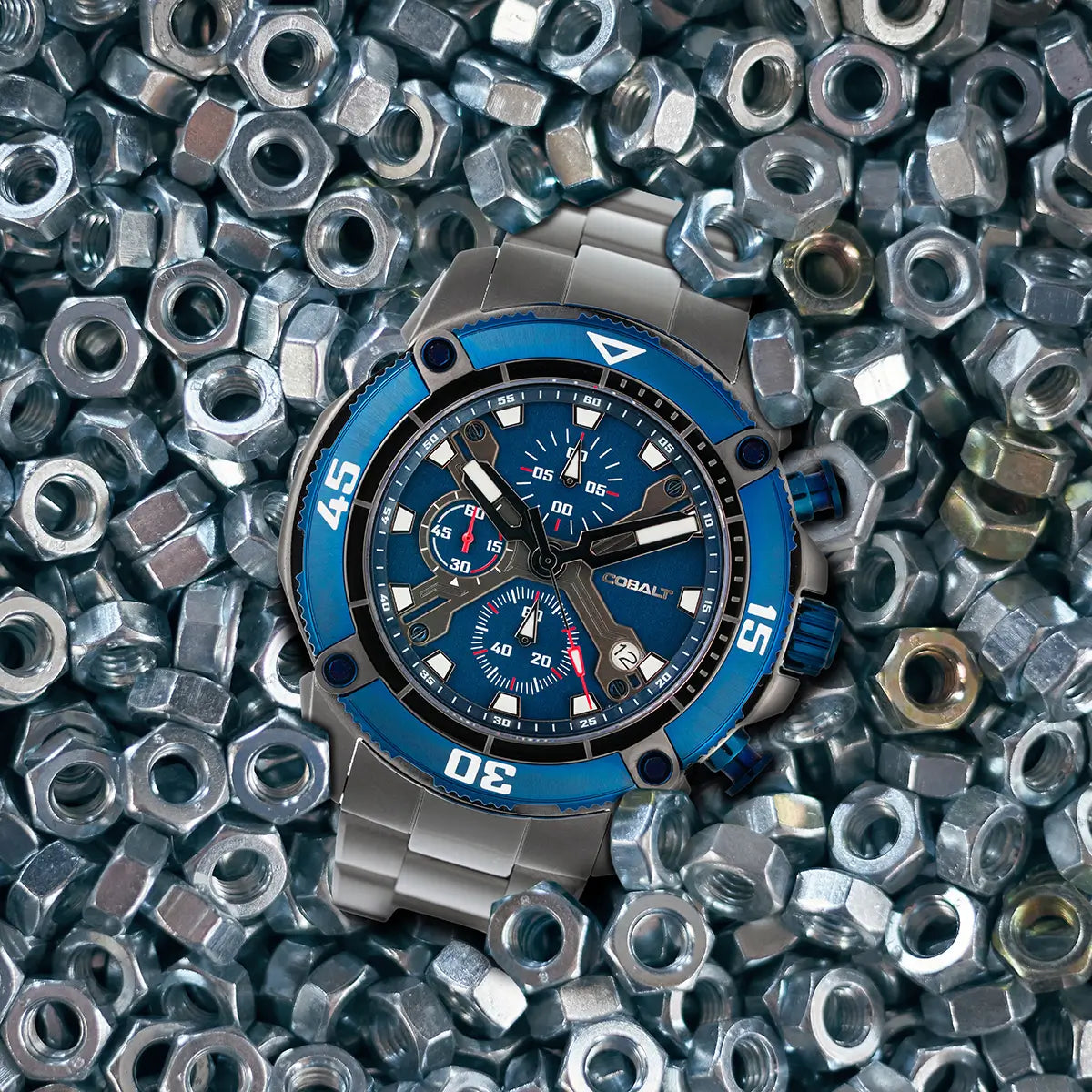 Cobalt Fierce Quartz Chronograph Big Face Metal Band Watch – Cobalt Watches